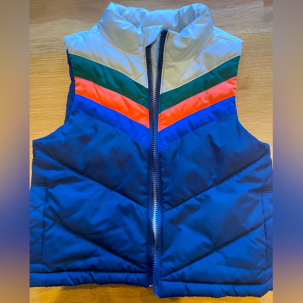 Janie and Jack Blue and Orange Chevron Puffer Vest 18-24 months unisex